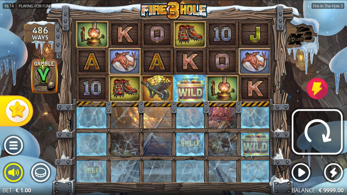 Base game of Fire In The Hole 3 by NoLimit City