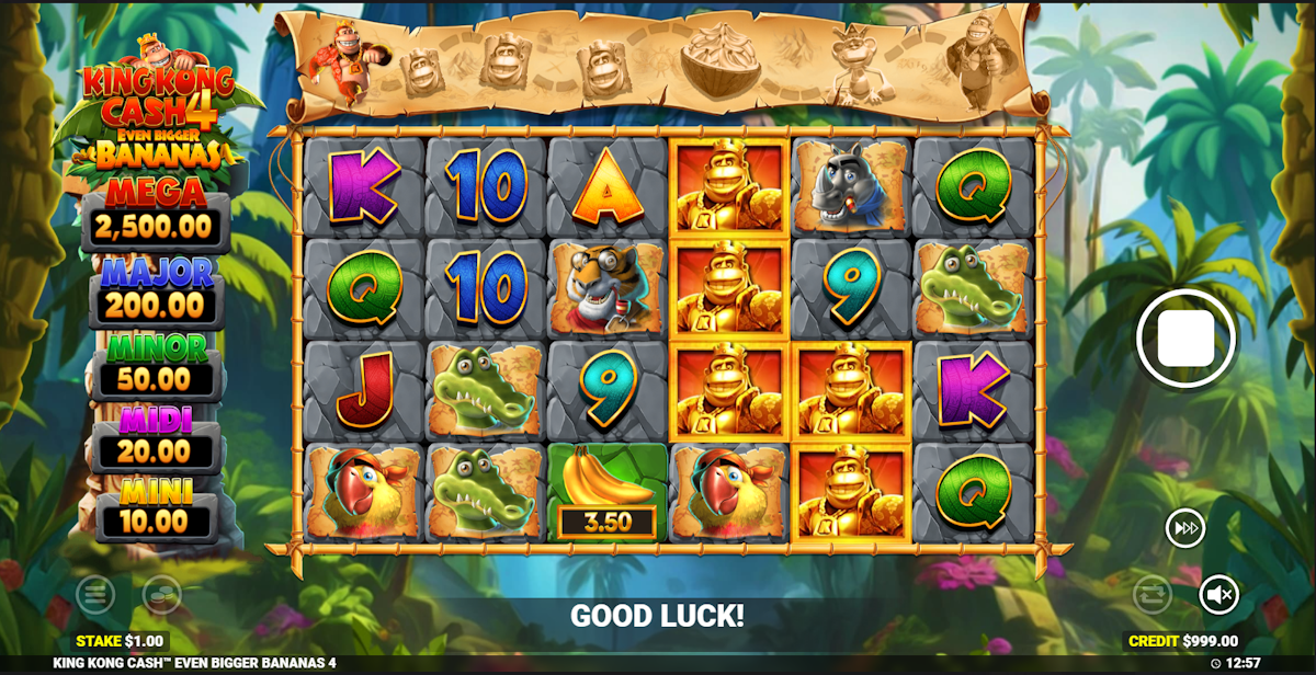 Base game of King Kong Cash Even Bigger Bananas 4 by Bluepring Gaming