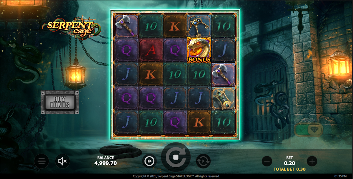 Base game of Serpent Cage by Stakelogic