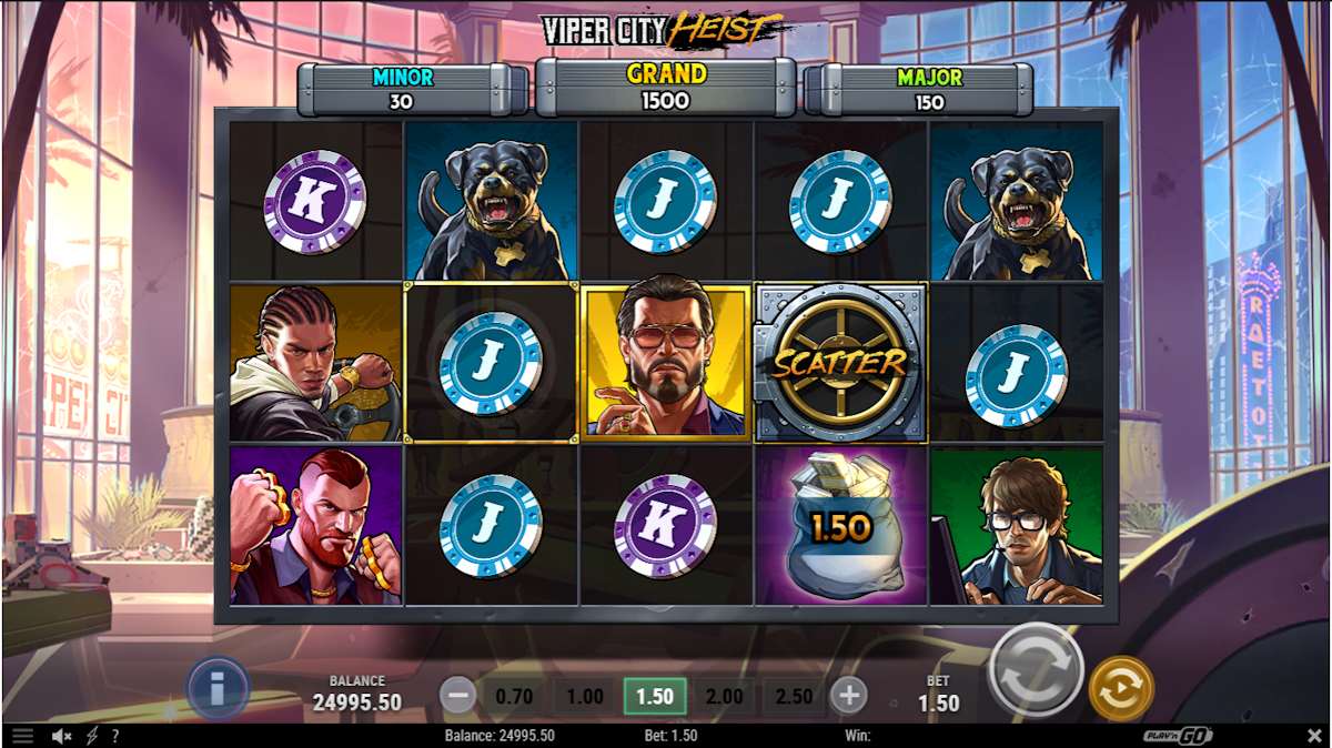 Base game of Viper City Heist by Play’n GO