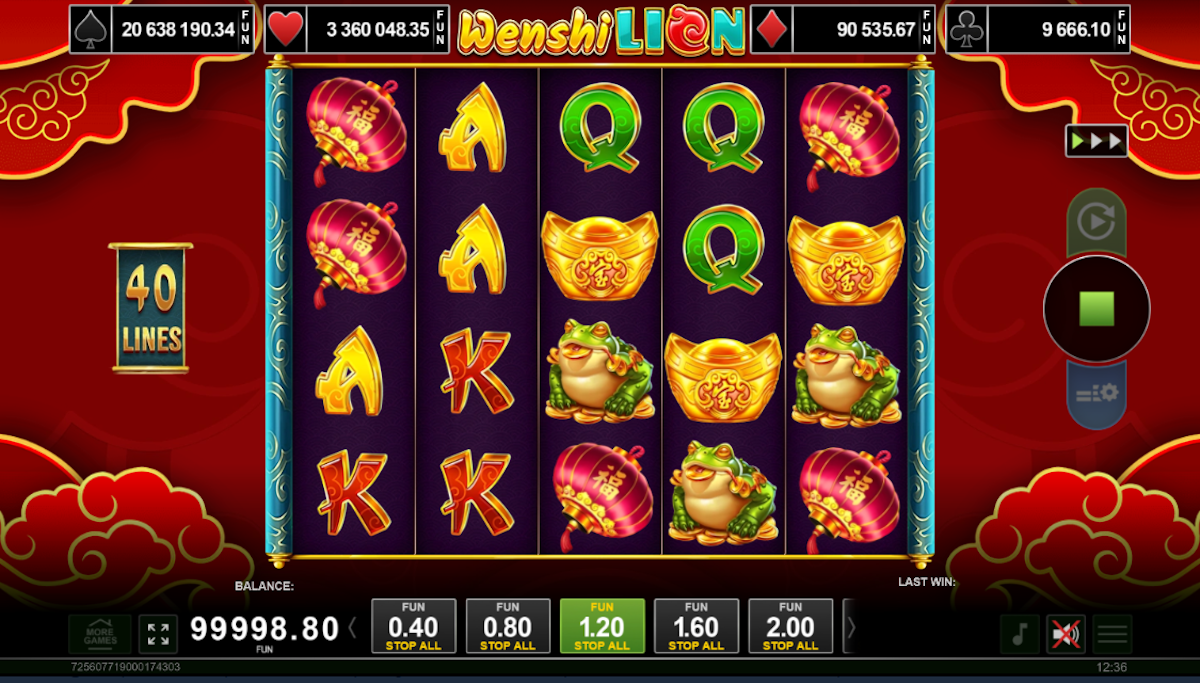 Base game of Wenshi Lion by Amusnet