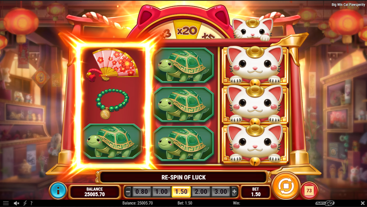 Re-spin of luck Big Win Cat Pawsperity by Play'n GO