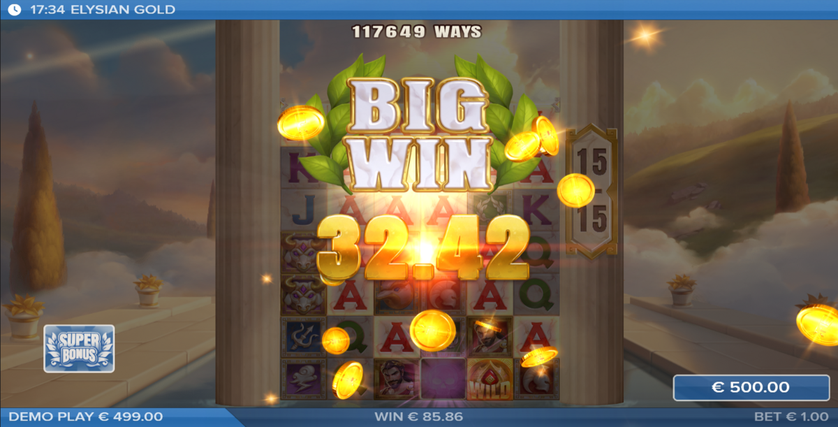 Big win in Elysian Gold by ELK Studios