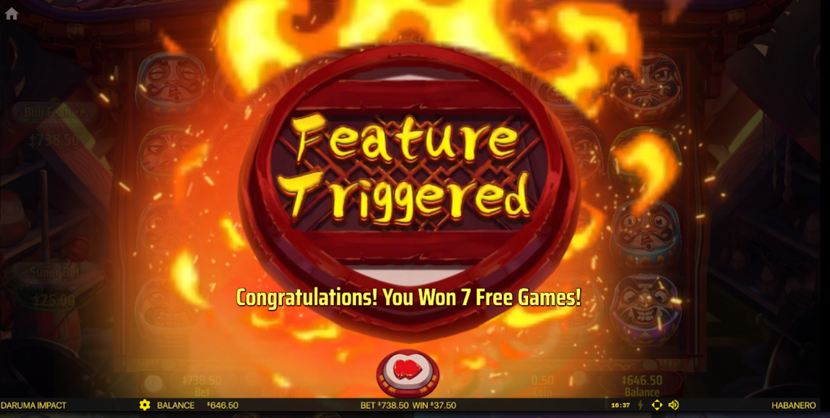 Free games won in Daruma Impact by Habanero