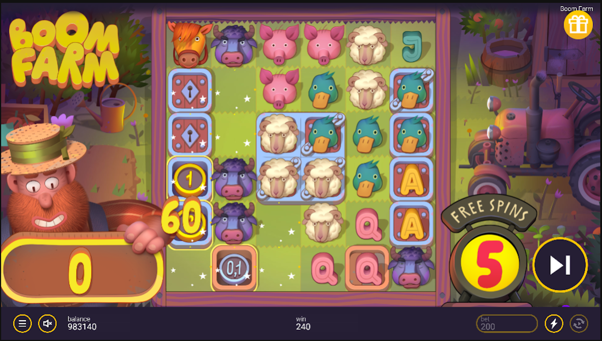 Free spins in Boom Farm by Peter & Sons