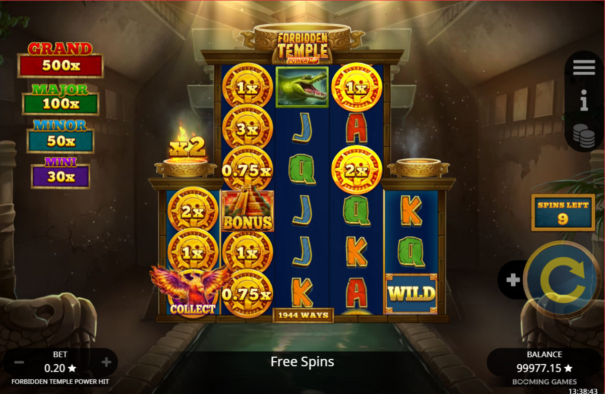 Free spins in Forbidden Temple Power Hit by Booming Games!