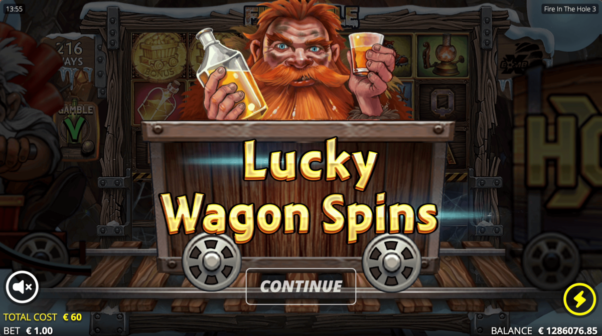 Lucky wagon spin in Fire In The Hole 3 by NoLimit City
