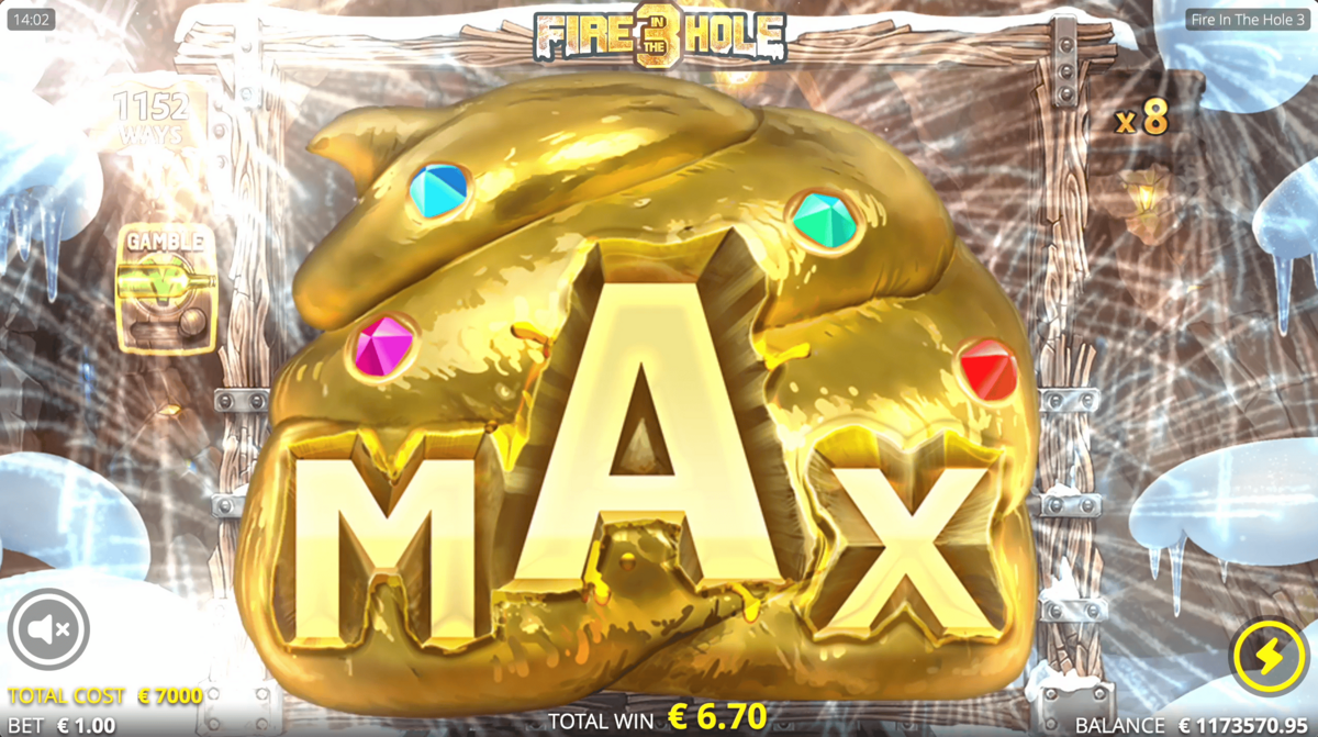 Max win in Fire In The Hole 3 by NoLimit City