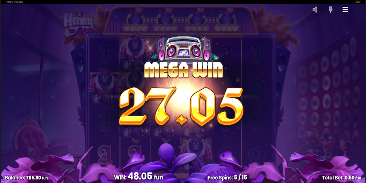 Mega win in Henry the Ape by Push Gaming