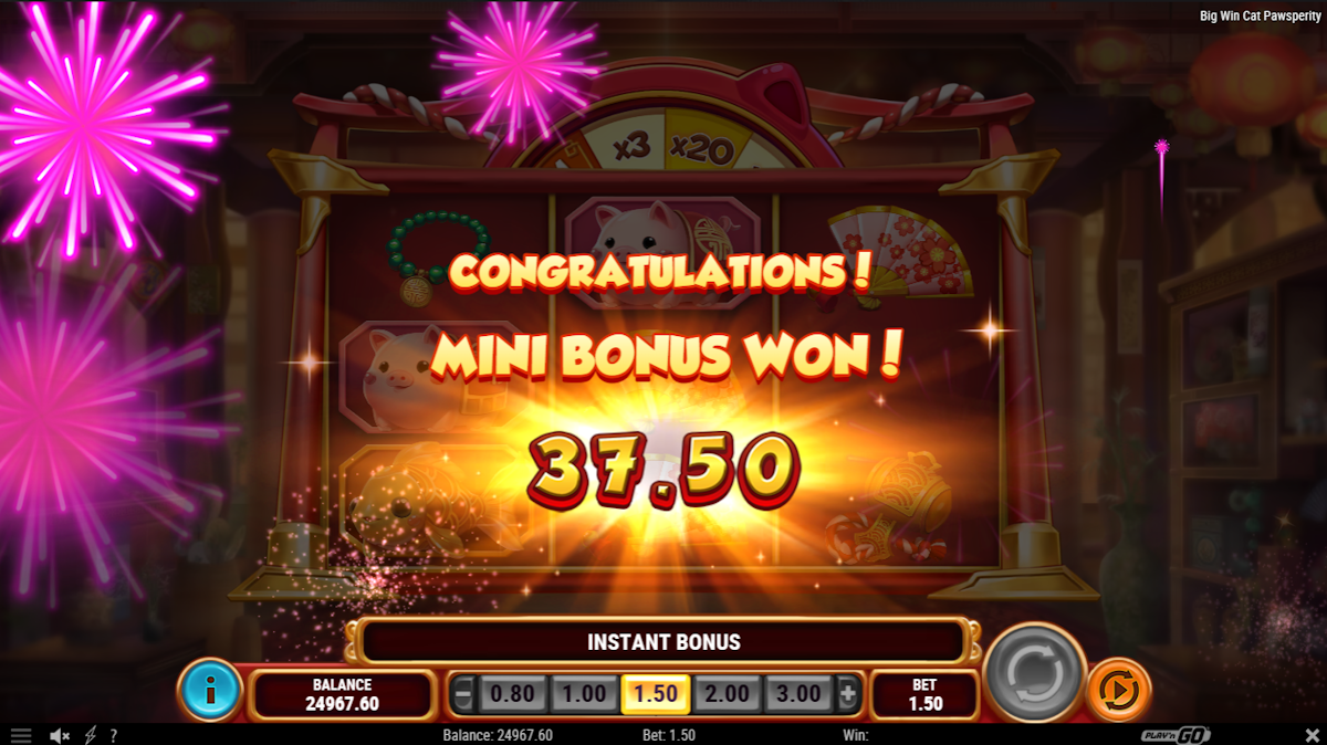 Mini bonus won in Big Win Cat Pawsperity by Play'n GO