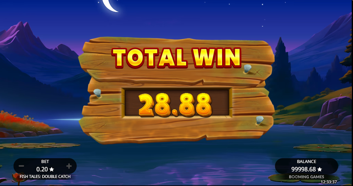 Total win in Fish Tales Double Catch from Booming Games