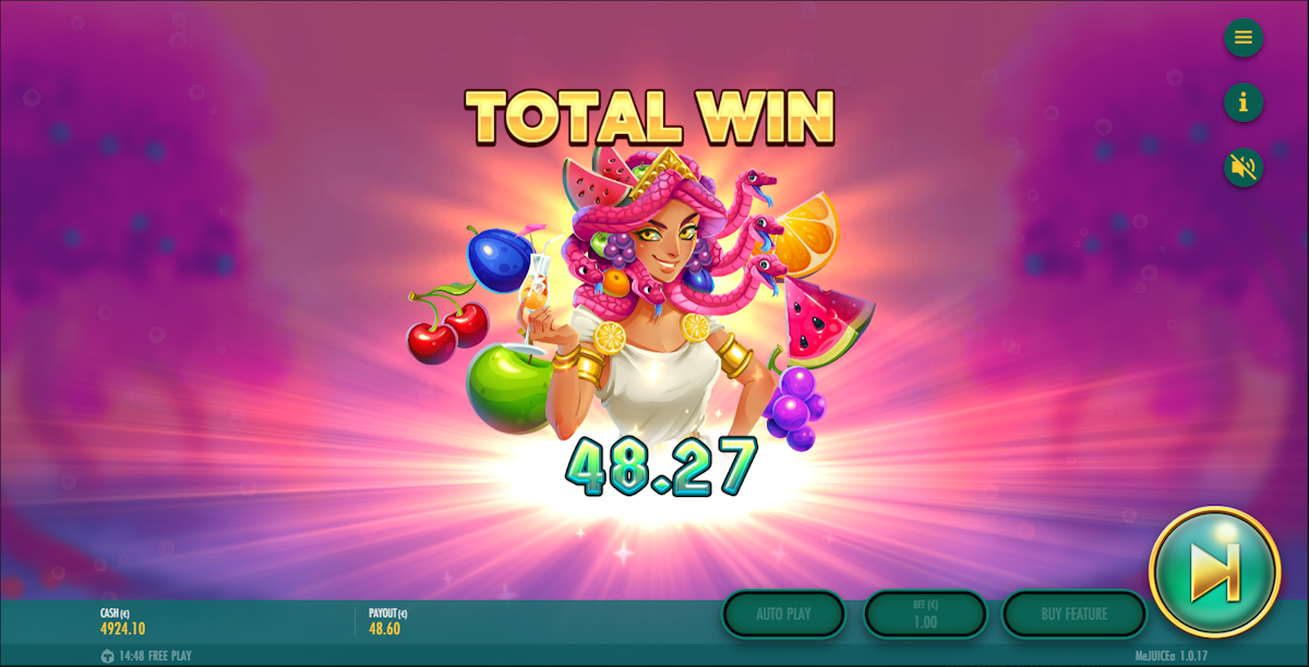 Total win in MeJUICEa by Thunderkick
