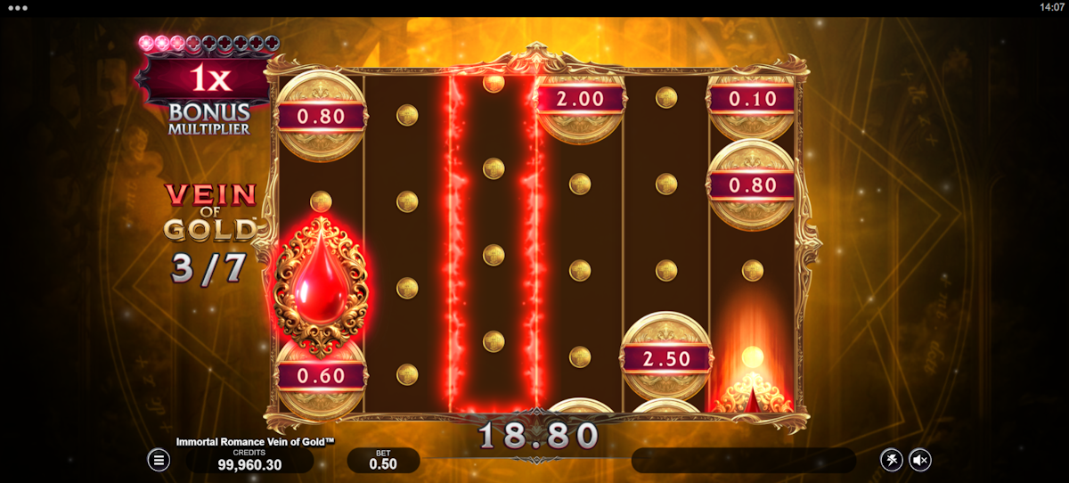 Vein of Gold spins in Immortal Romance Vein of Gold by Stormcraft Studios 1