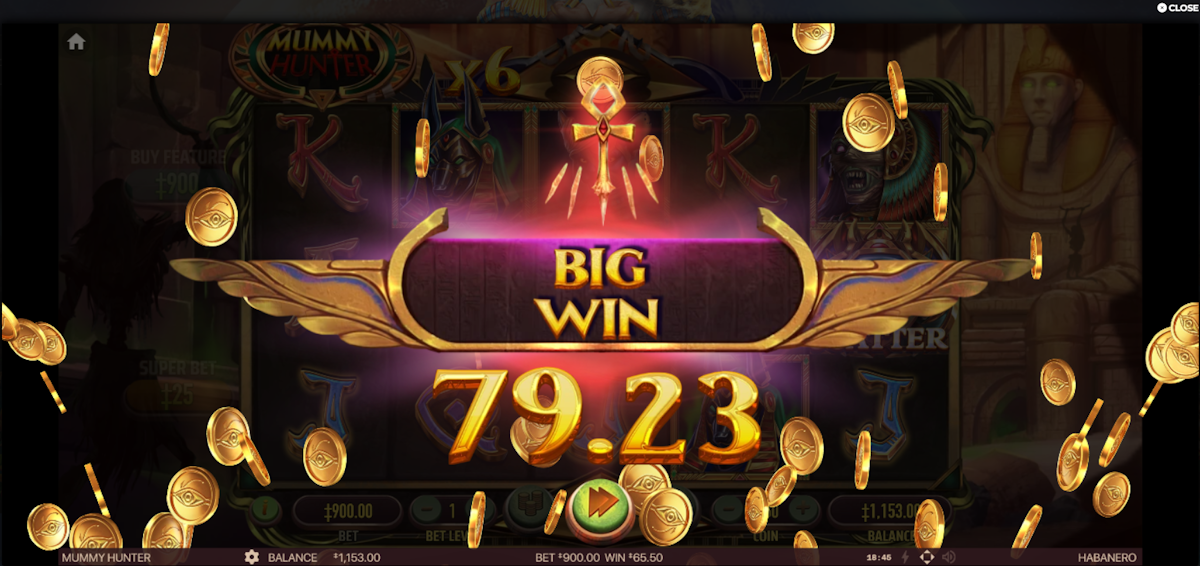 A big win in Mummy Hunter by Habanero