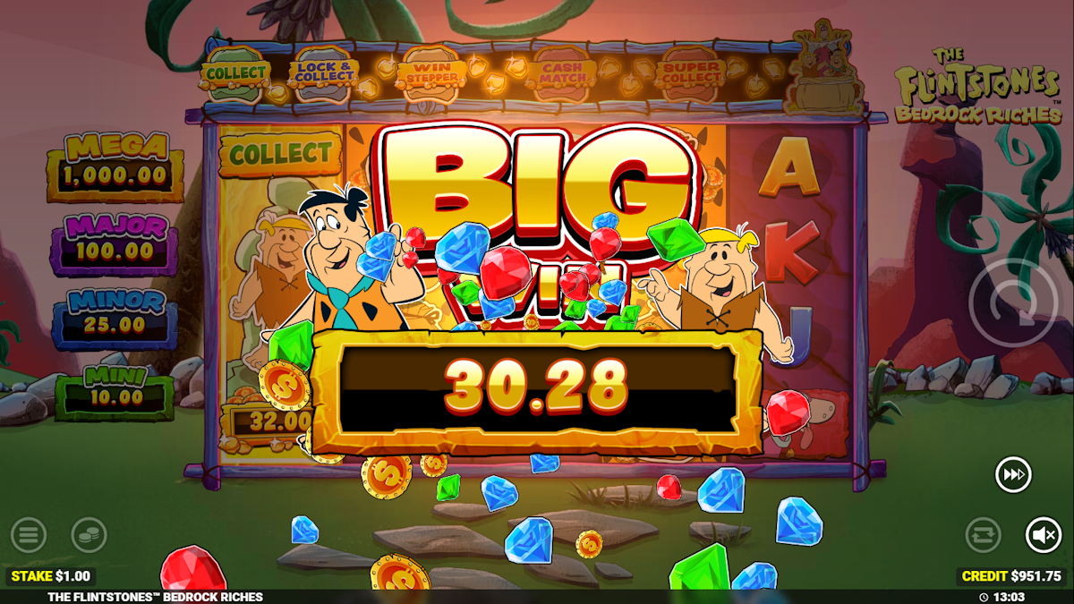 A big win in The Flintstones Bedrock Riches by Blueprint Gaming