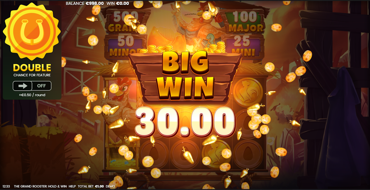 A big win in The Grand Rooster Hold and Win by Octoplay