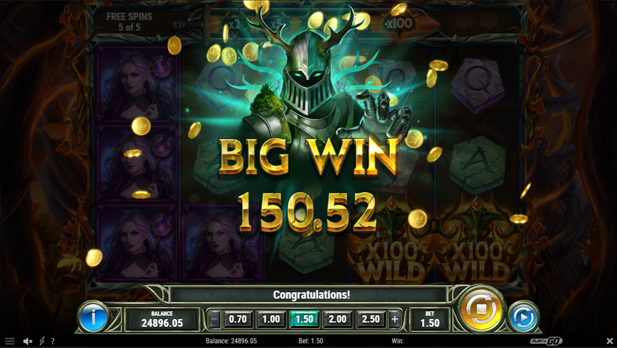A big win in The Green Knight Oath of Thorns by Play'n GO