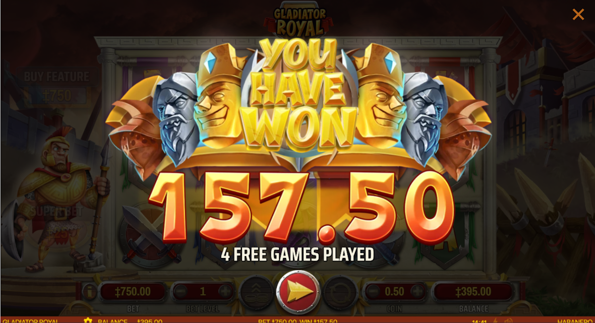 A win in Gladiotor Royal by Habanero
