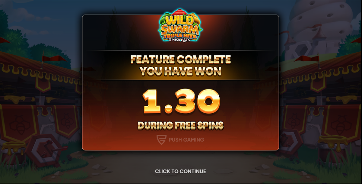 A win in Wild Swarm Triple Hive by Push Gaming