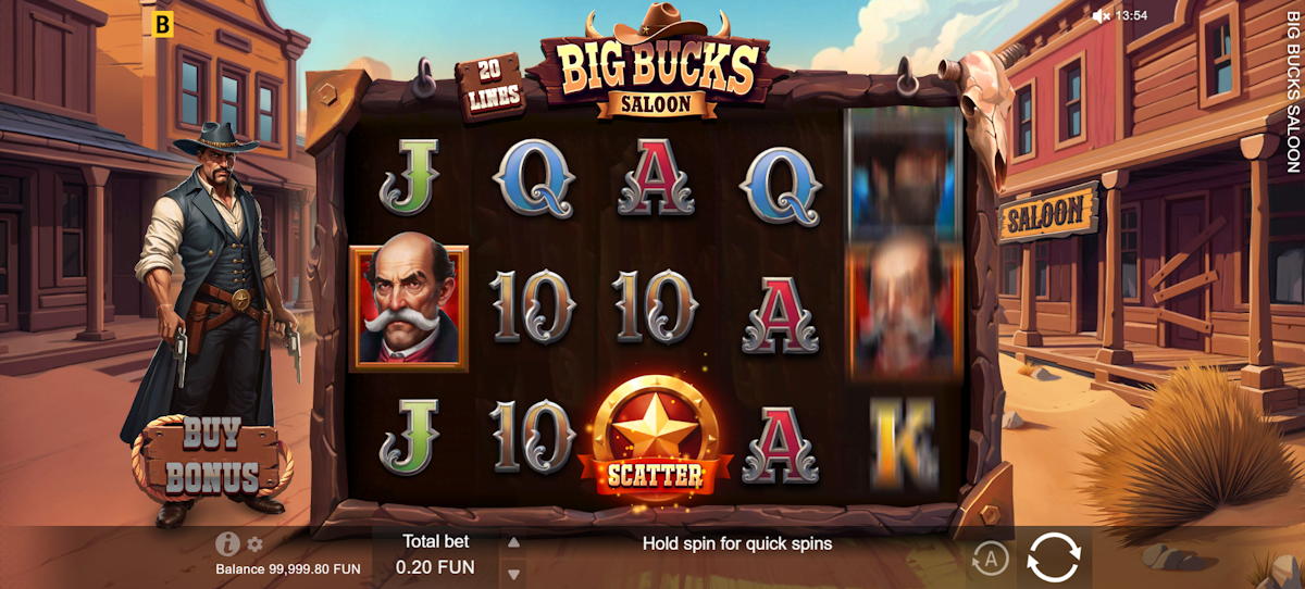 Base game of Big Bucks Saloon slot by BGaming