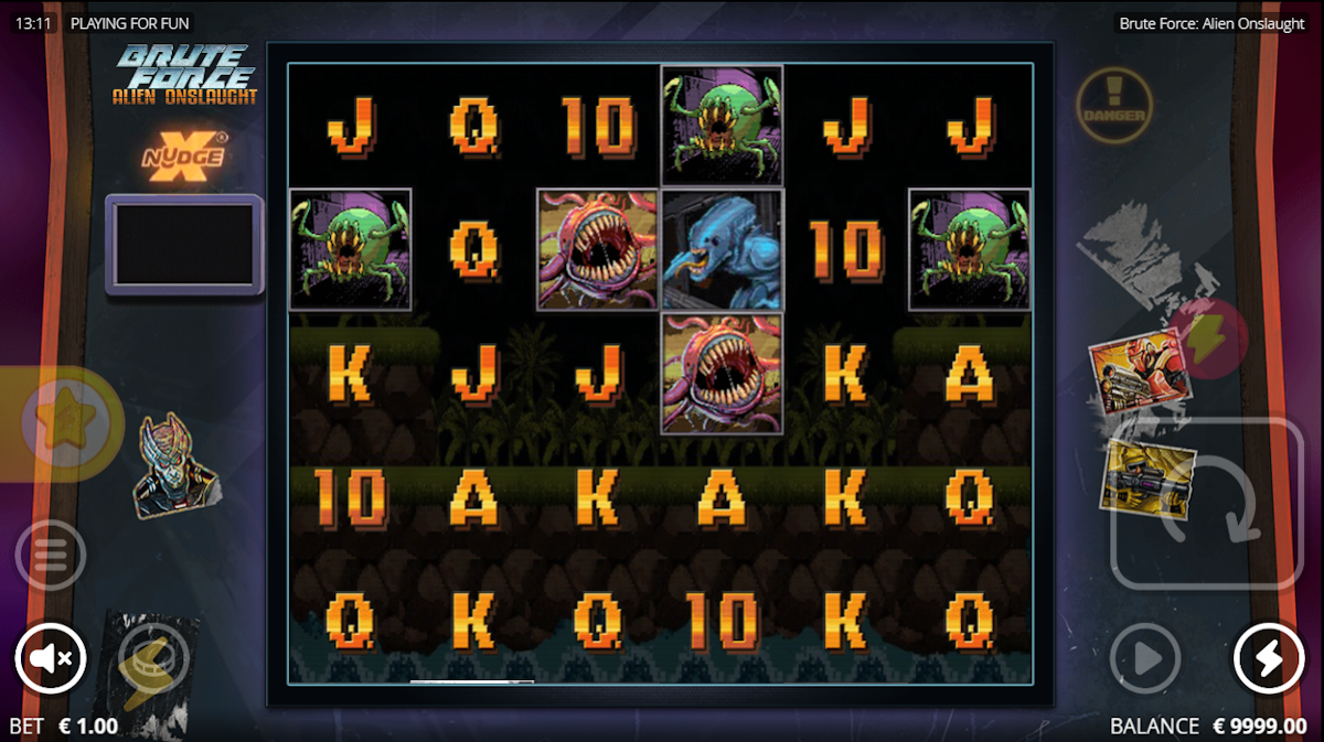 Base game of Brute Force Alien Onslaught by NoLimit City