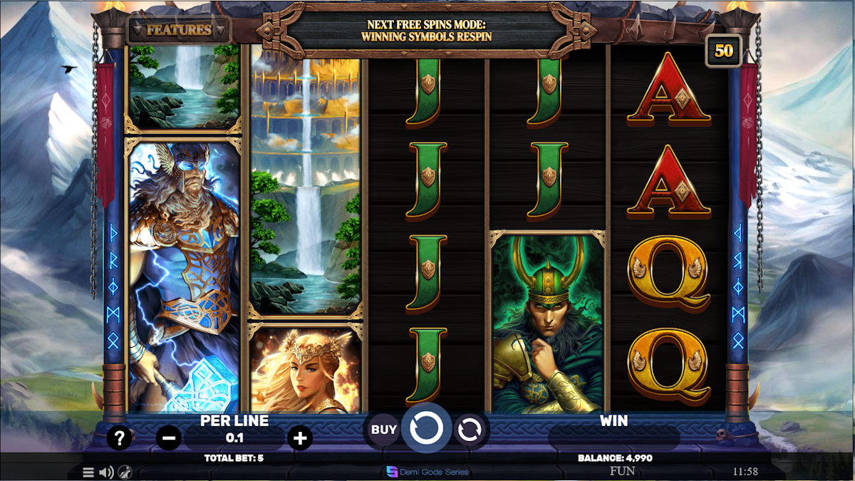 Base game of Demi Gods VI Hold & Hit by Spinomenal