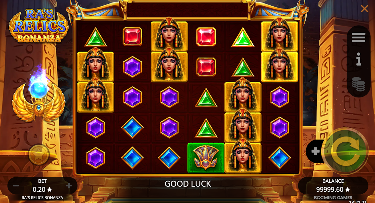 Base game of Ra’s Relics Bonanza by Booming Games