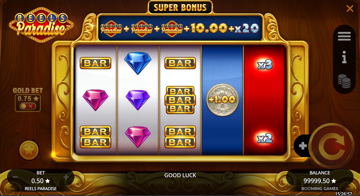 Base game of Reels Paradise by Booming Games