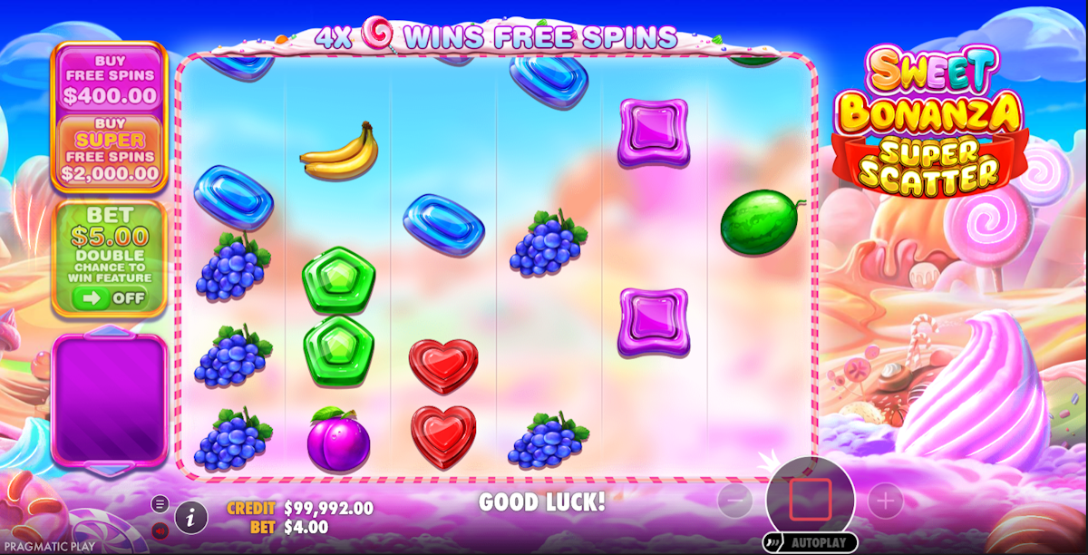 Base game of Sweet Bonanza Super Scatter by Pragmatic Play