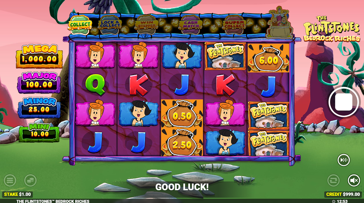 Base game of The Flintstones Bedrock Riches by Blueprint Gaming
