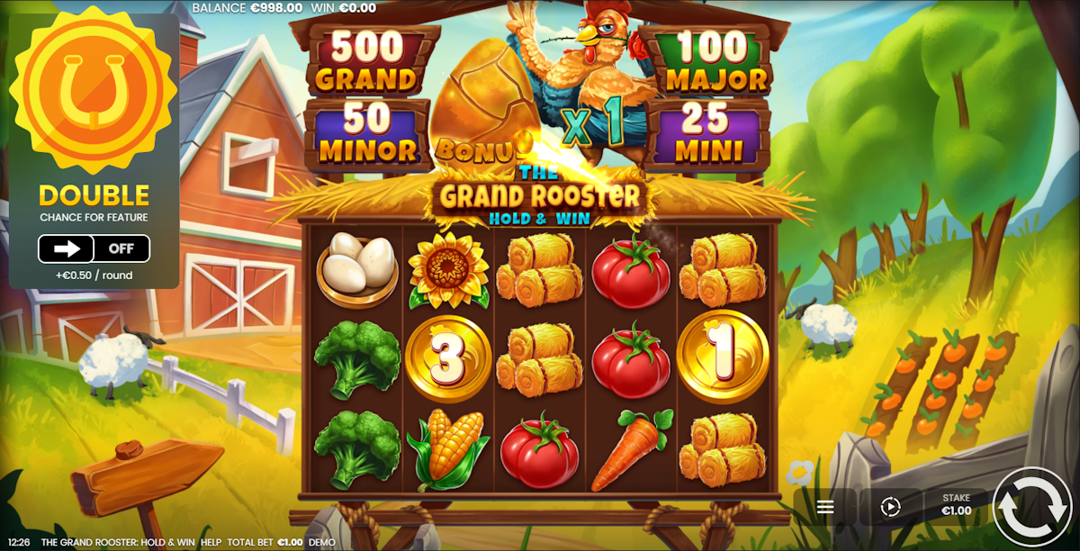 Base game of The Grand Rooster Hold and Win by Octoplay
