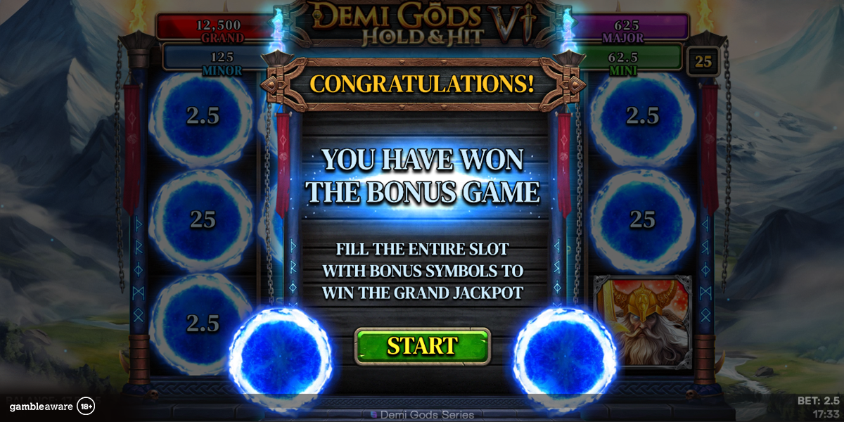 Bonus game won in Demi Gods VI Hold & Hit by Spinomenal