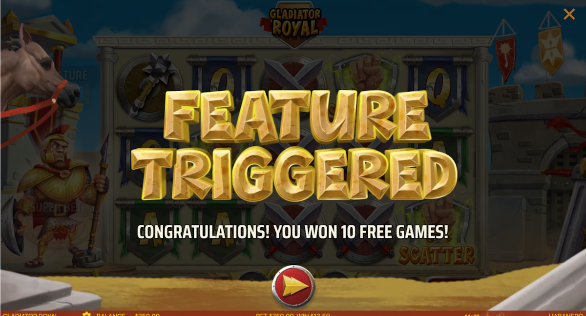 Free games won in Gladiotor Royal by Habanero