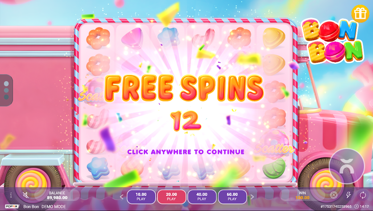 Free spins won in BonBon by PopOK Gaming