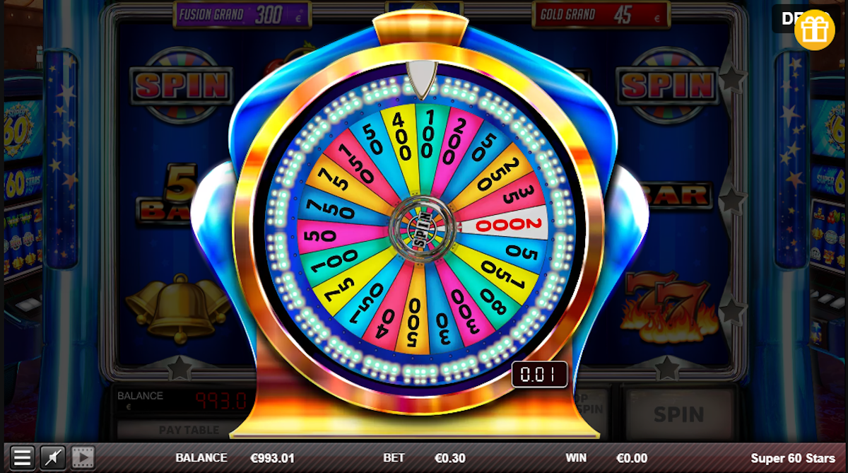 Frenzy wheel minigame in Super 60 Stars by Red Rake Gaming