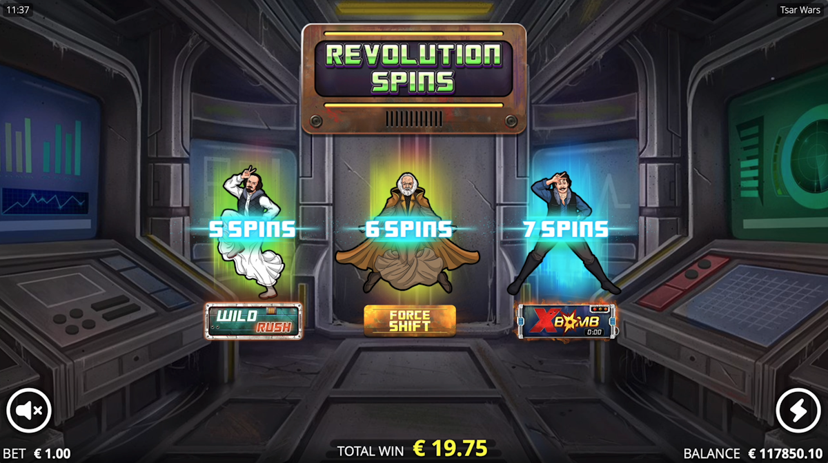 Intro to Revolution Spins in Tsar Wars by Nolimit City
