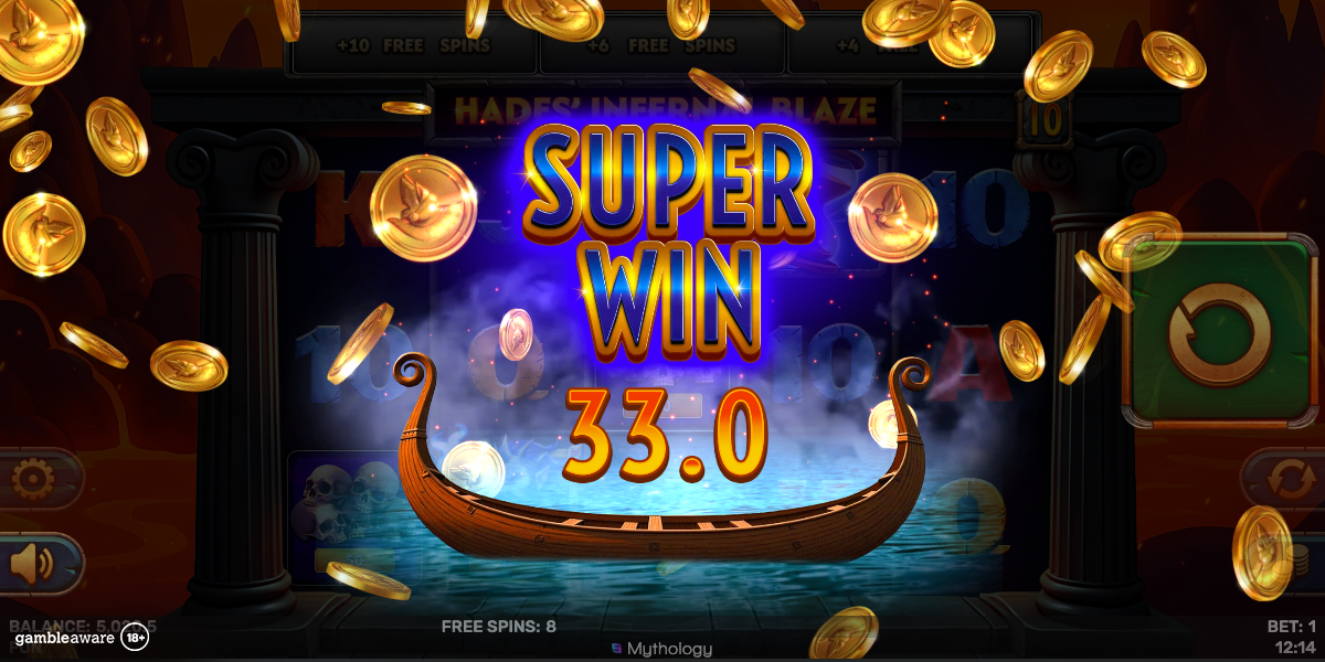 Super win in Hades' Infernal Blaze by Spinomenal