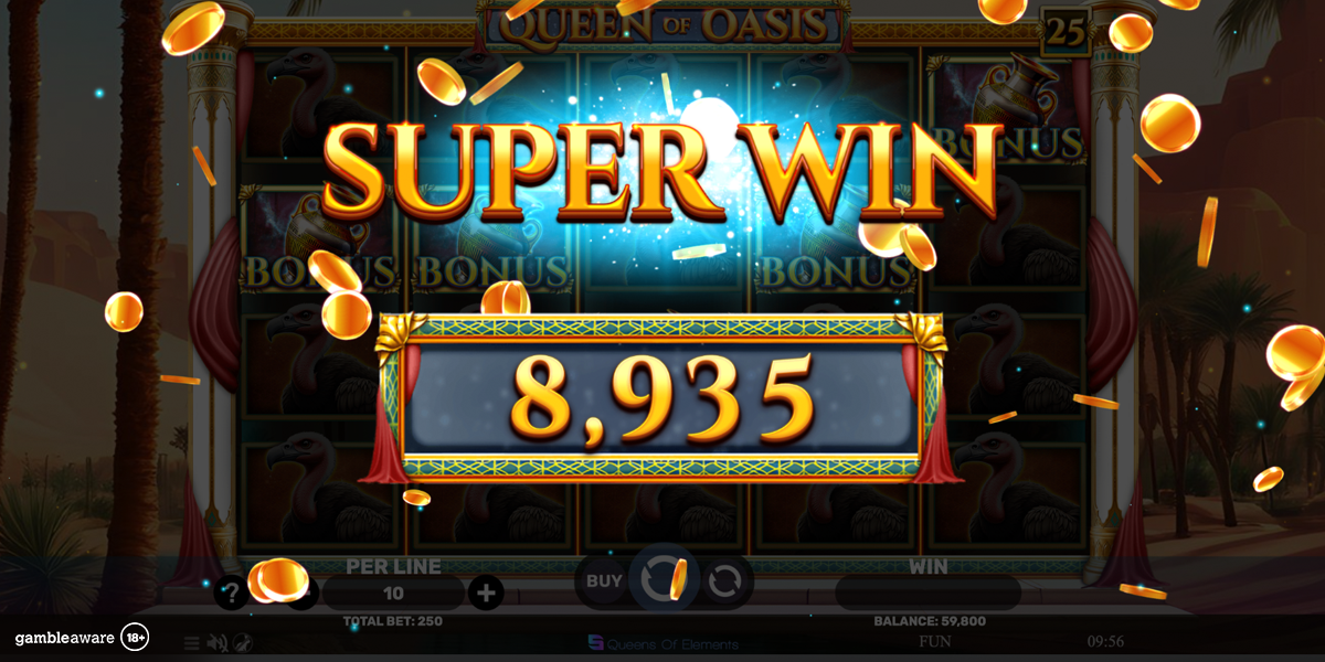 Super win in Queen of Oasis by Spinomenal
