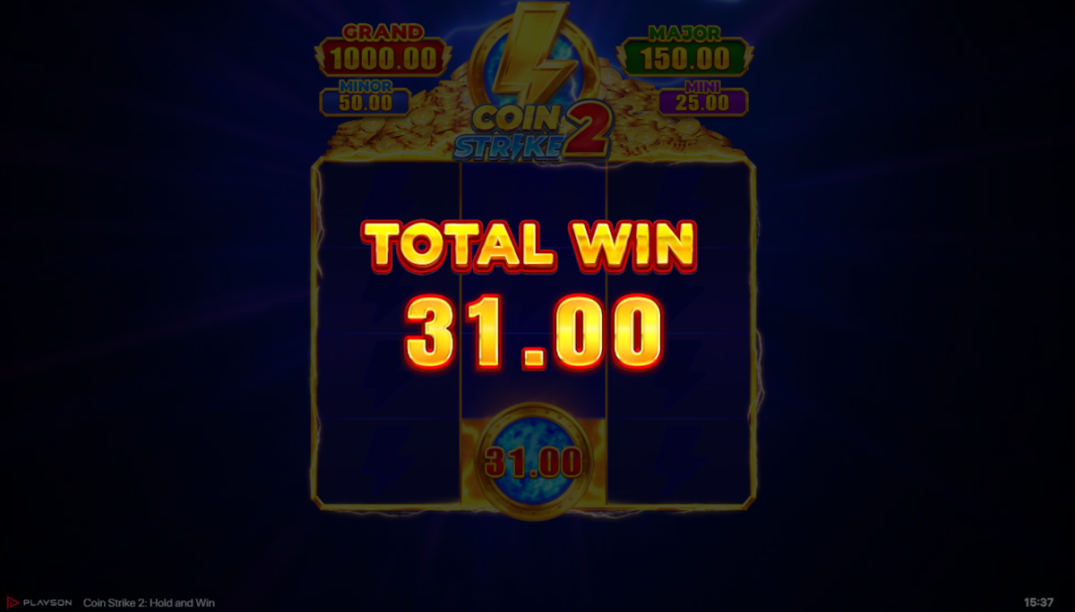 Total win in Coin Strike 2 Hold and Win by Playson