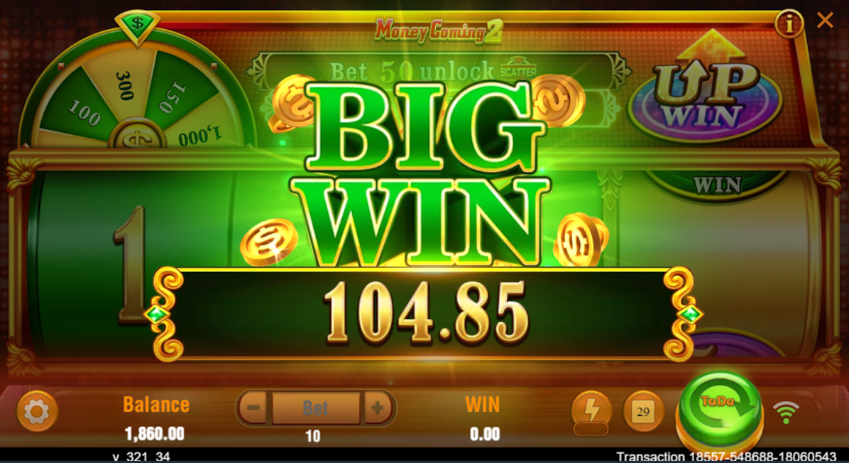 A big win in Money Coming 2 by TaDa Gaming