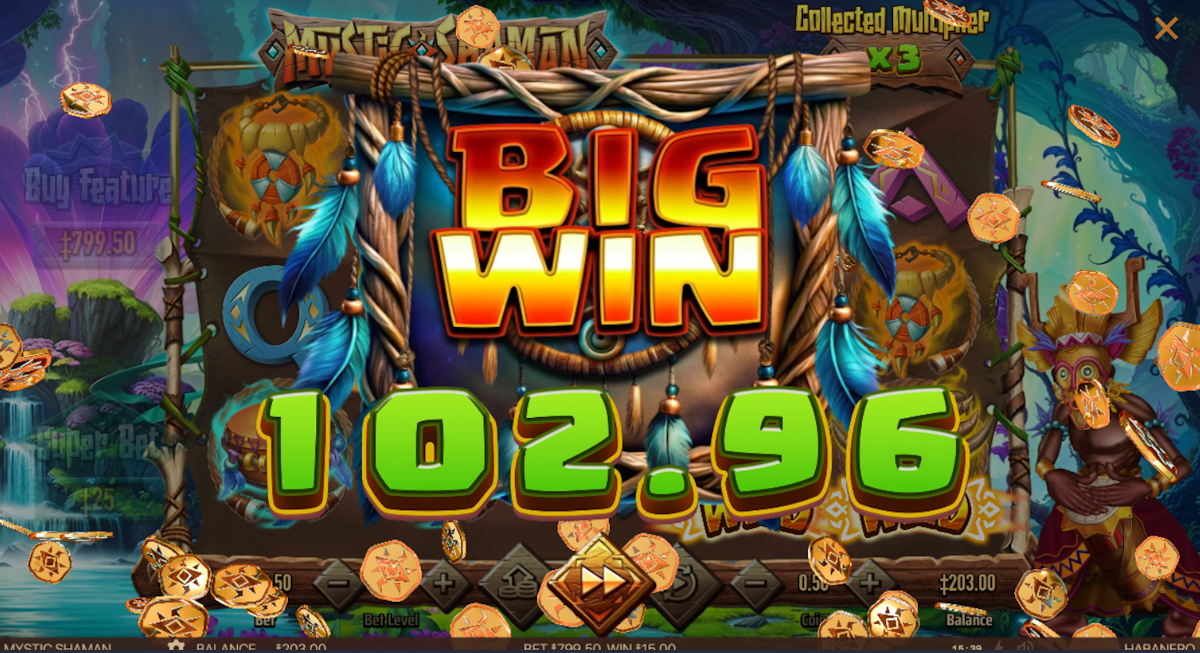 A big win in Mystic Shaman by Habenero