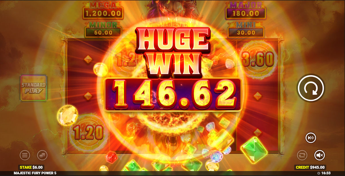 A huge win in Majestic Fury Power 5 by Blueprint Gaming