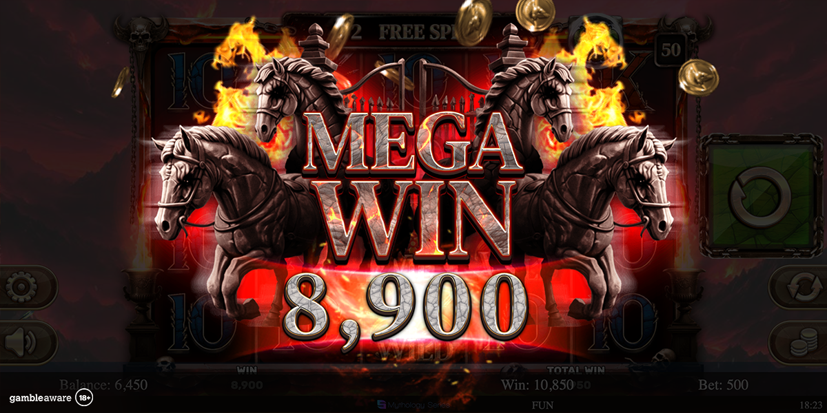 A mega win in 4 Horsemen III Inferno by Spinomenal