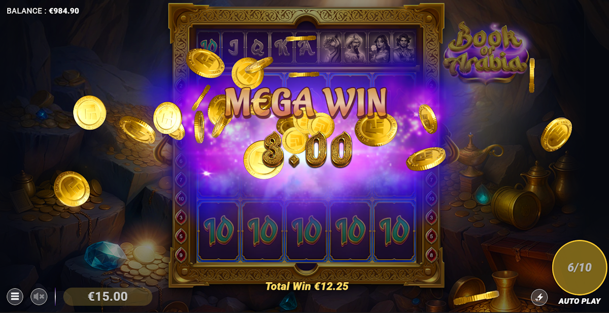 A mega win in Book of Arabia by Wicked Games