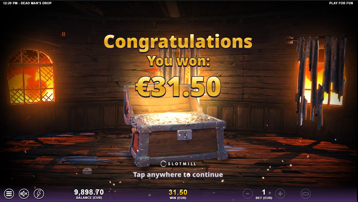 A win in Dead Man’s Drop by Slotmill