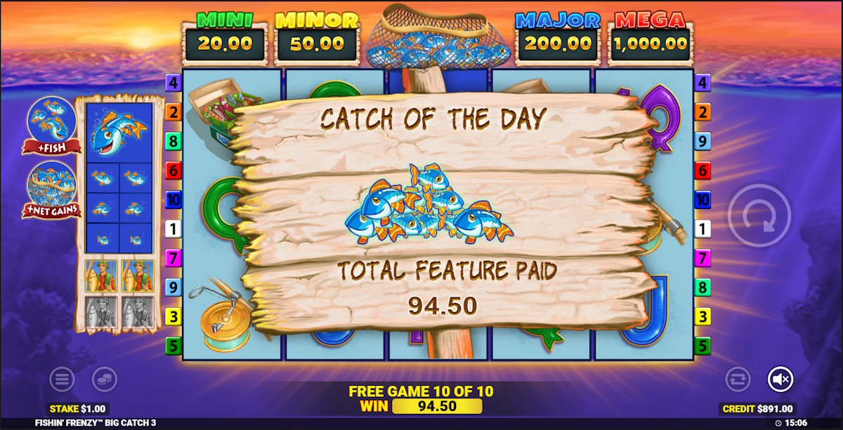 A win in Fishin’ Frenzy The Big Catch 3 by Blueprint Gaming