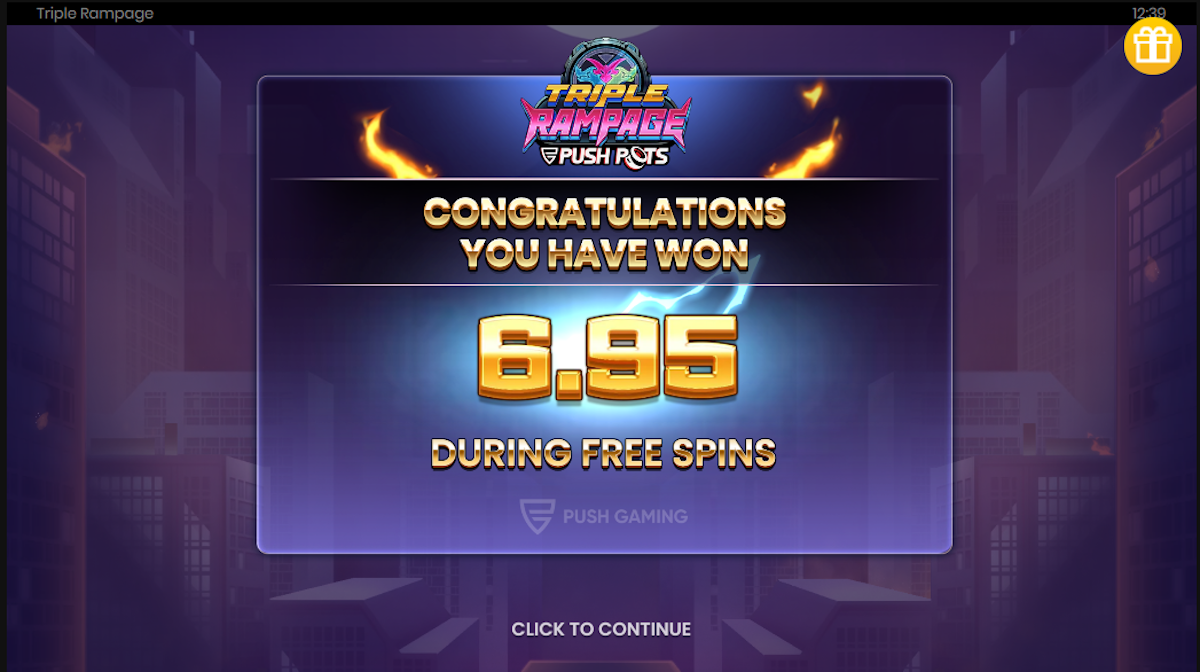 A win in Triple Rampage by Push Gaming