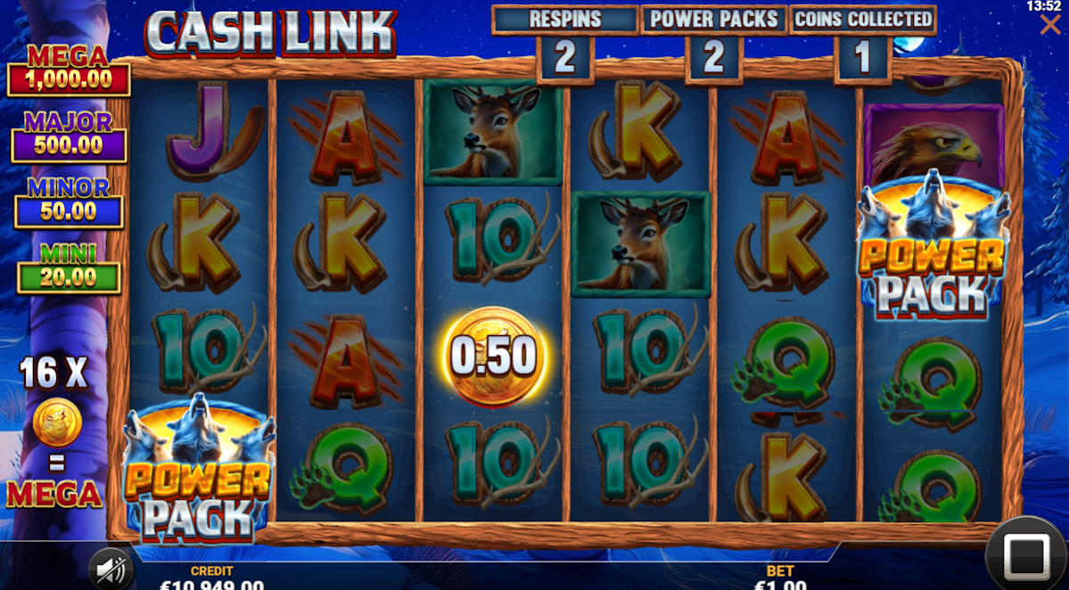 Active cash link feature in Power Pack by Reflex Gaming