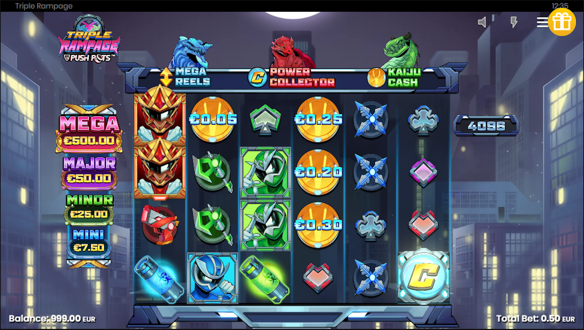 Base game in Triple Rampage by Push Gaming