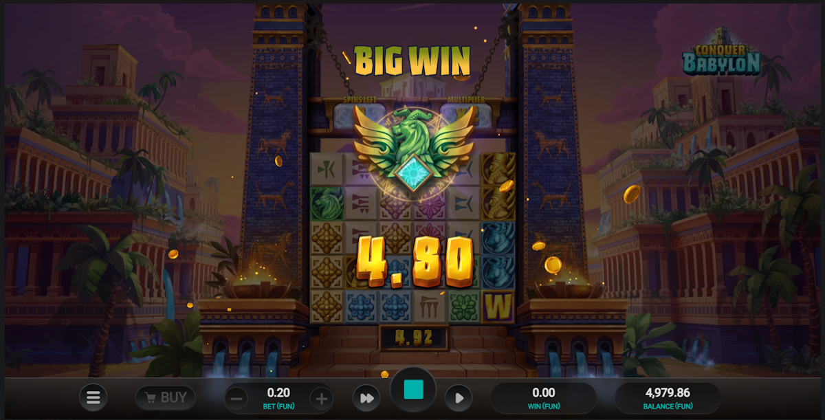 Big win in Conquer Babylon by Relax Gaming